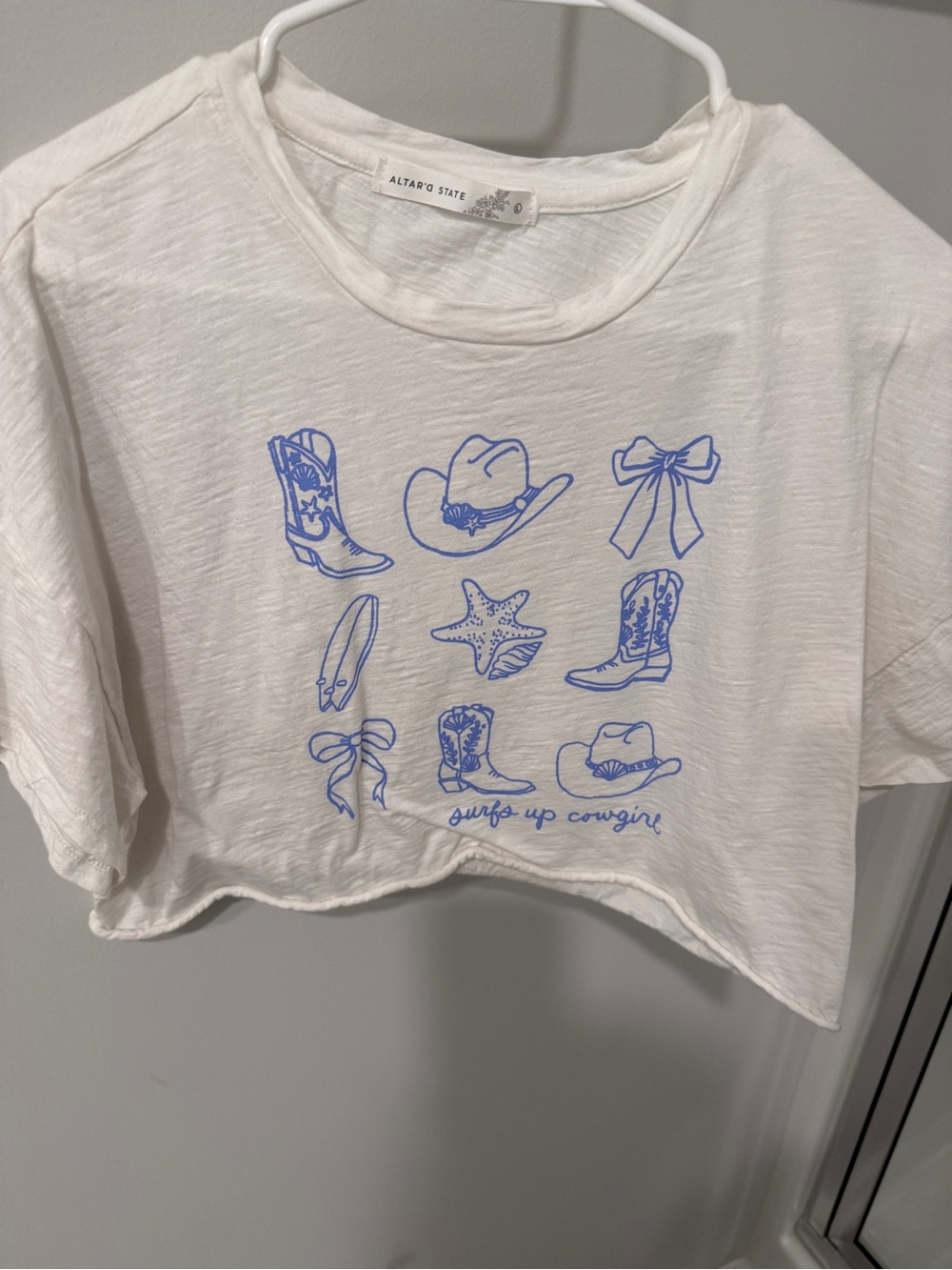 Surfs up cowgirl crop top